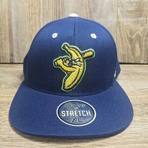 Savanna Bananas Baseball Hat XL Stretch Zephyr Navy Blue Flat Bill